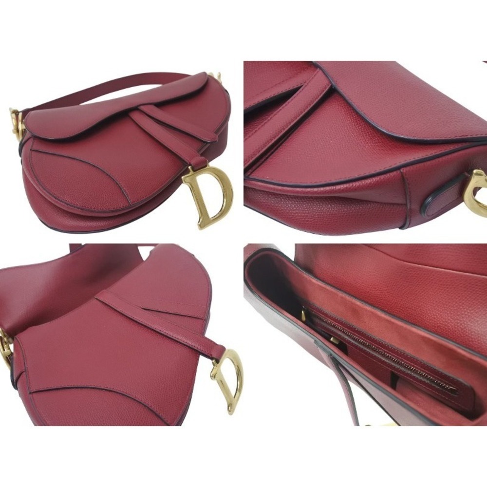 Christian Dior Saddle Bag One Shoulder Hobo leather burgundy - Picture 7 of 8